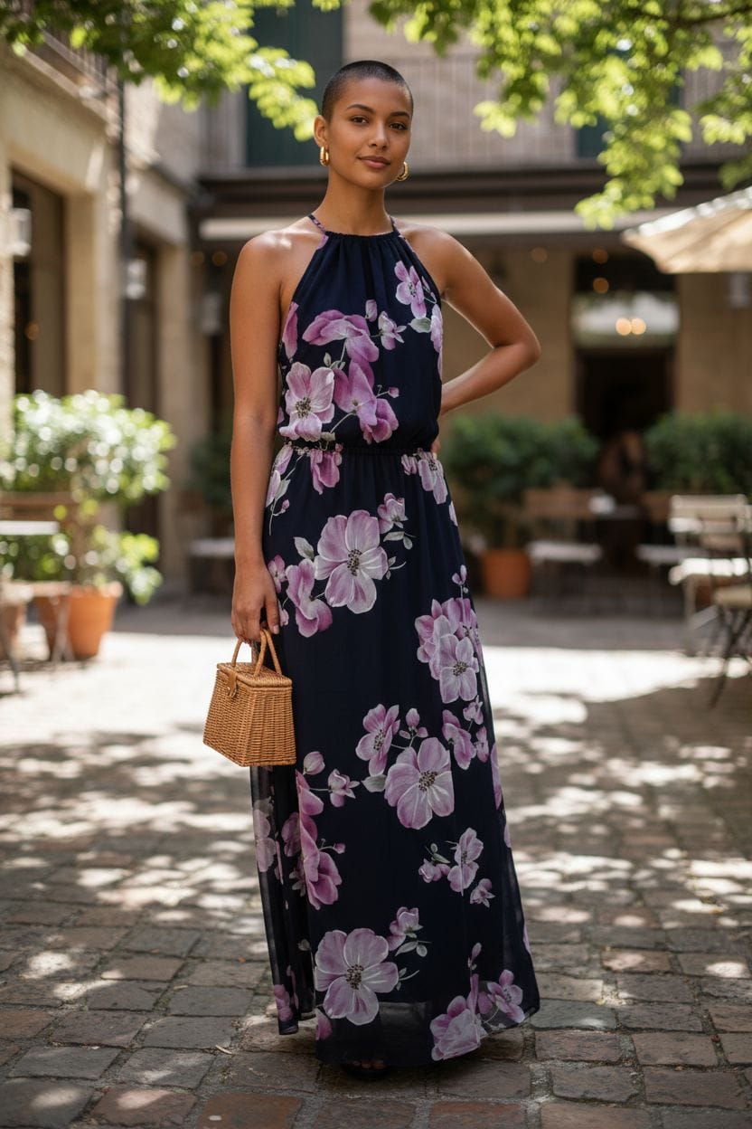 Vestido Azul Flores Talla 12
